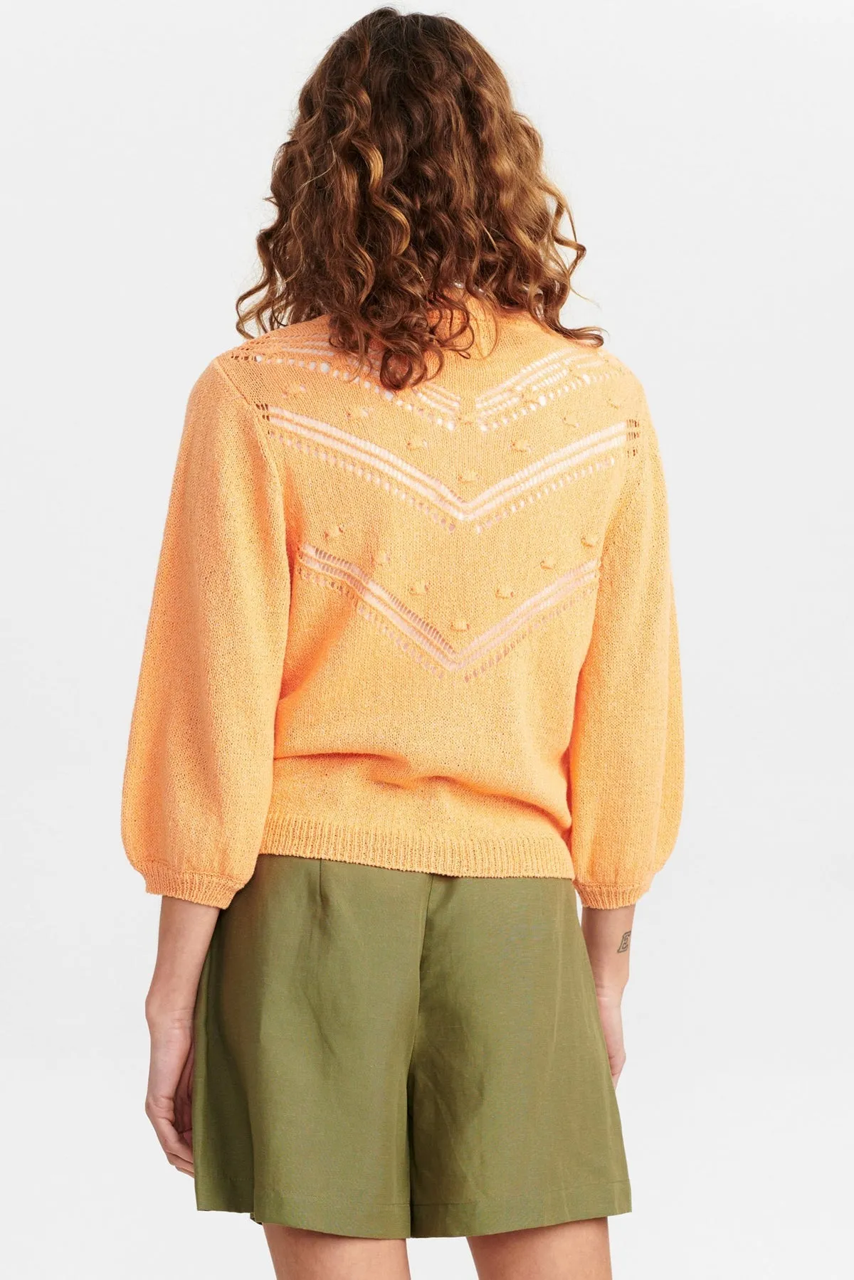 Numph Alma Cardigan in Peach Cobbler