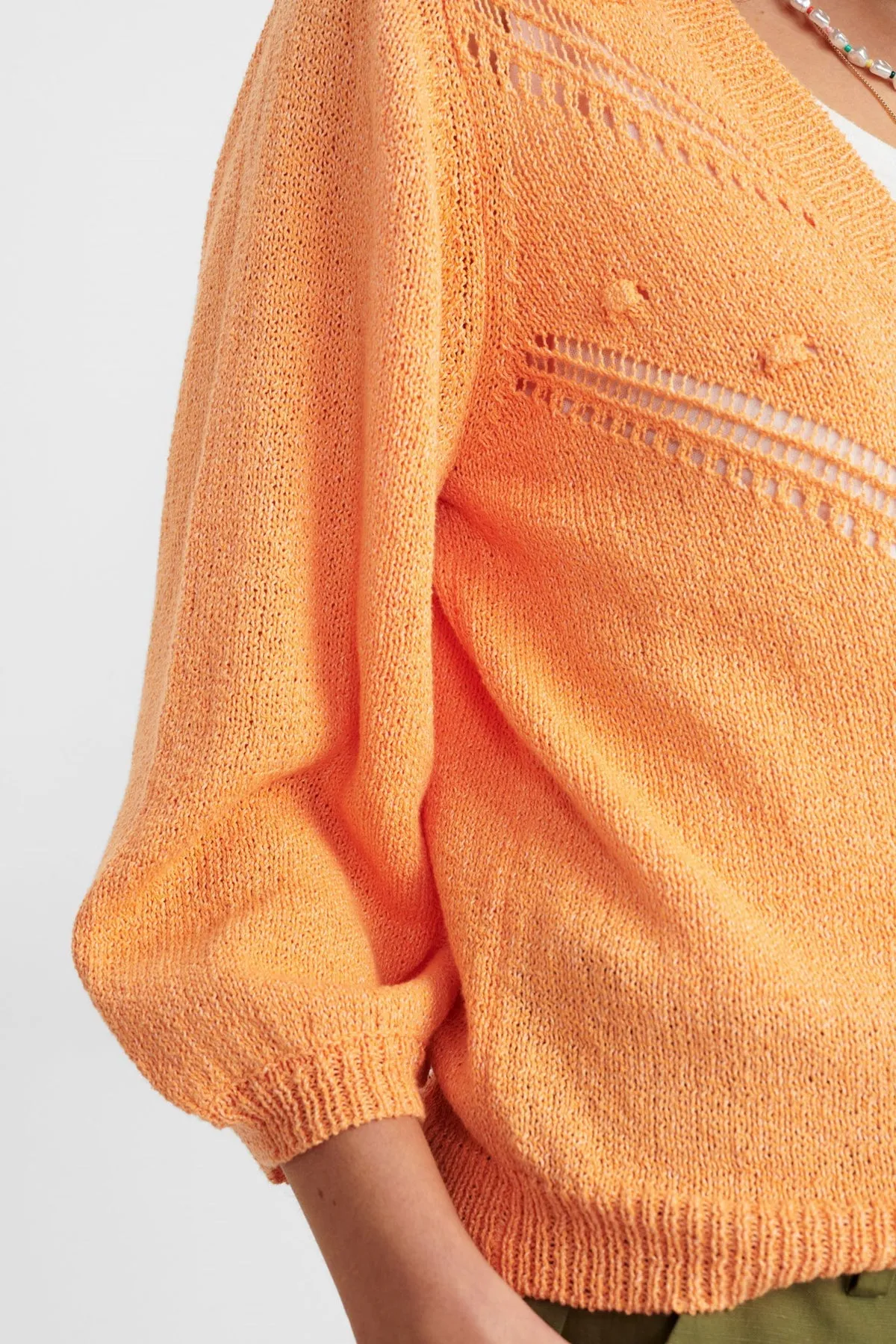 Numph Alma Cardigan in Peach Cobbler