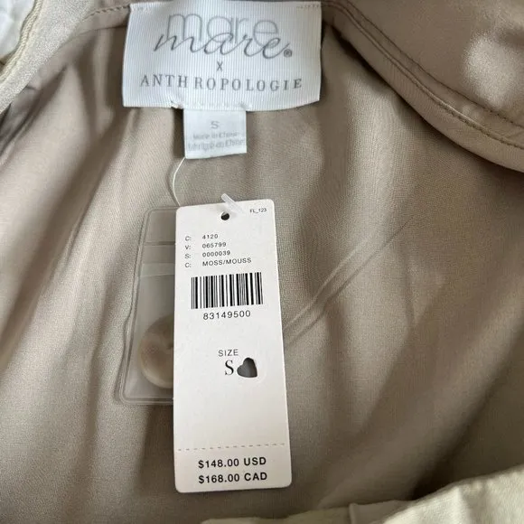 NWT Anthropologie x Mare Mare Linen Buttondown Utility Skirt in Khaki