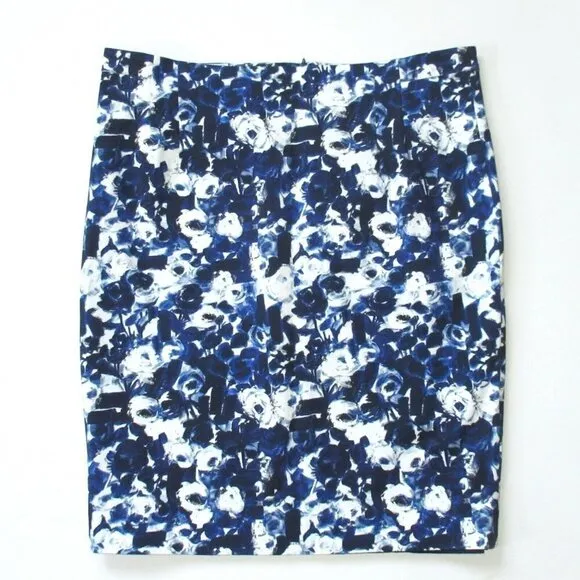 NWT MM. Lafleur Cobble Hill in Blue Ivory Floral Cotton Pencil Skirt 1 