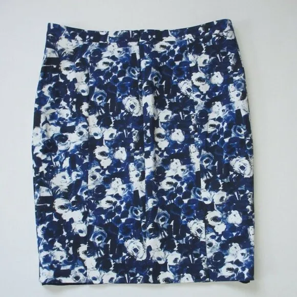 NWT MM. Lafleur Cobble Hill in Blue Ivory Floral Cotton Pencil Skirt 1 