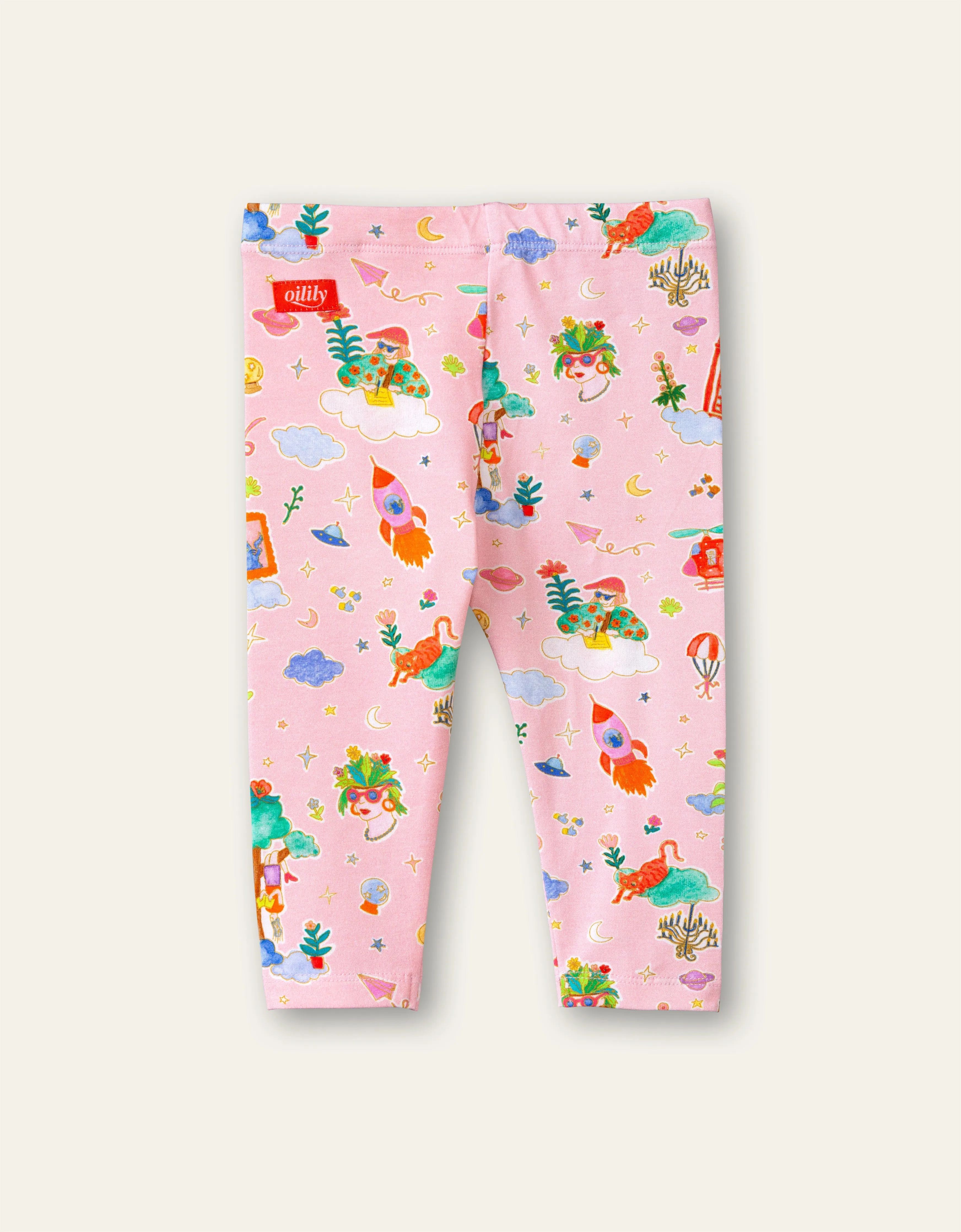 OILILY Party in the Clouds Mini Girls Pink Tiska Leggings - CLEARANCE SALE