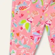 OILILY Tappy Mini Girls Geranium Pink Birds Cropped Leggings - CLEARANCE SALE