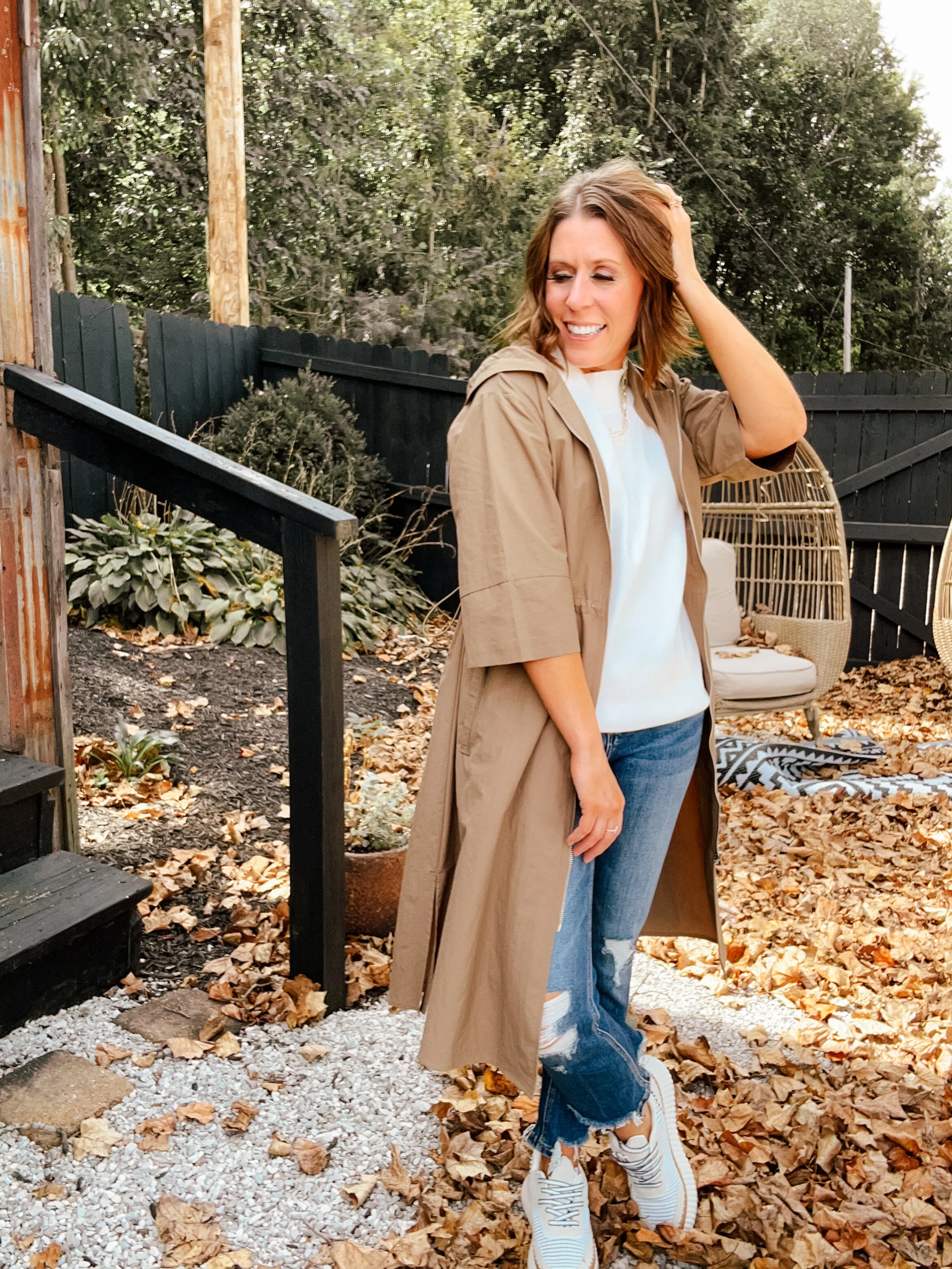 Olive Long Zipper Windbreaker Jacket