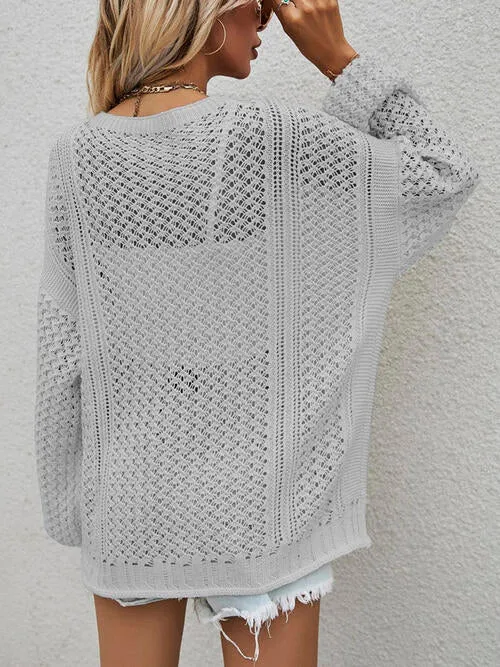 Openwork Button Front Cardigan (6 Colors)
