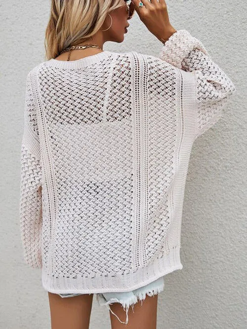 Openwork Button Front Cardigan (6 Colors)