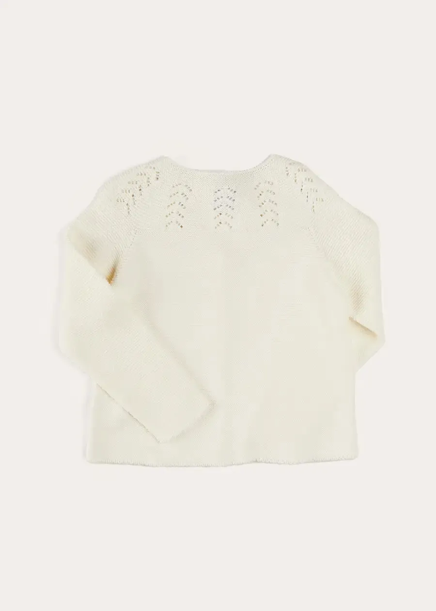 Openwork Cotton Cardigan in Cream (6mths-10yrs)