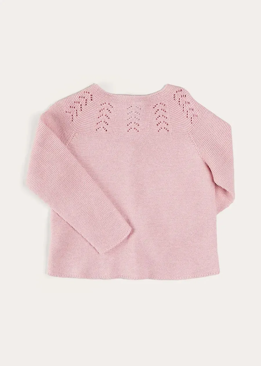 Openwork Cotton Cardigan in Pink (6mths-10yrs)