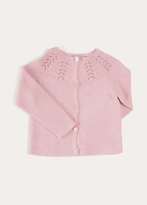 Openwork Cotton Cardigan in Pink (6mths-10yrs)
