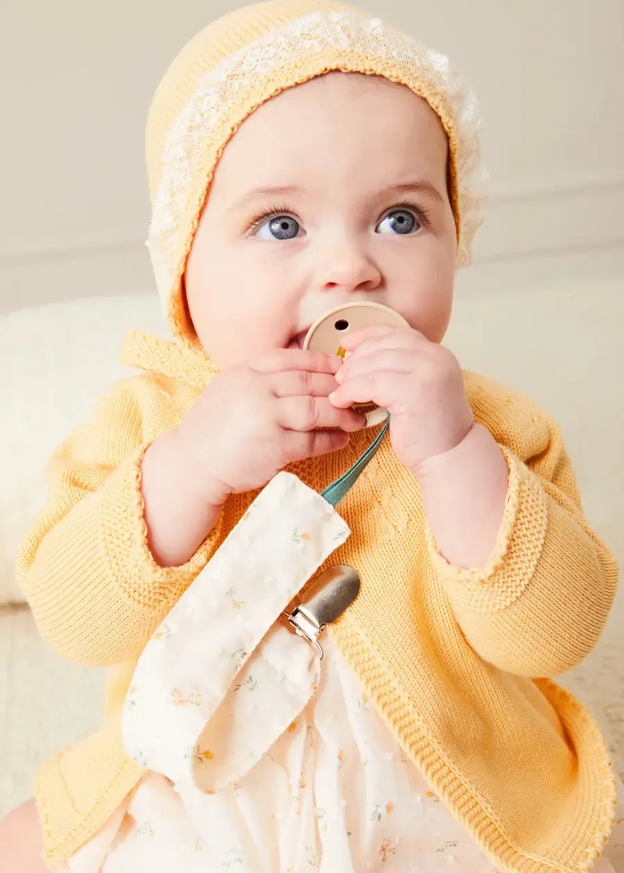 Openwork Detail Cotton Baby Cardigan in Tangerine (1-12mths)