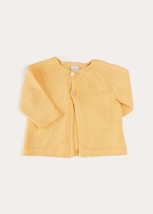 Openwork Detail Cotton Baby Cardigan in Tangerine (1-12mths)