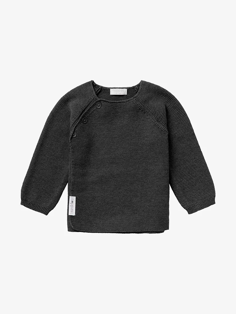 Organic Cotton Knitted Cardigan - Charcoal