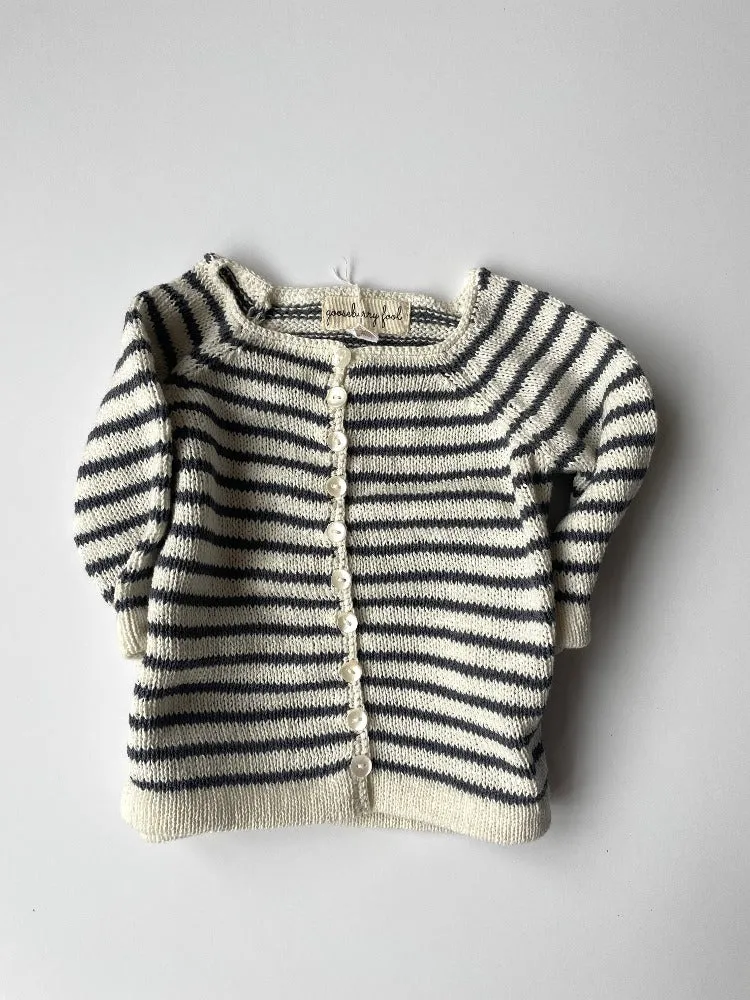 Organic Cotton Striped Cardigan