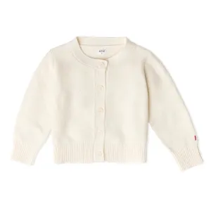 Organic Garter Stitch Cream Cardigan