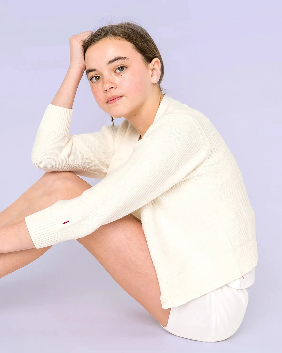 Organic Garter Stitch Cream Cardigan