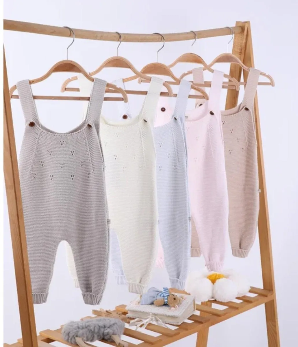 Organic Little One Knitted Dungaree & Cardigan Set -Pastel pink
