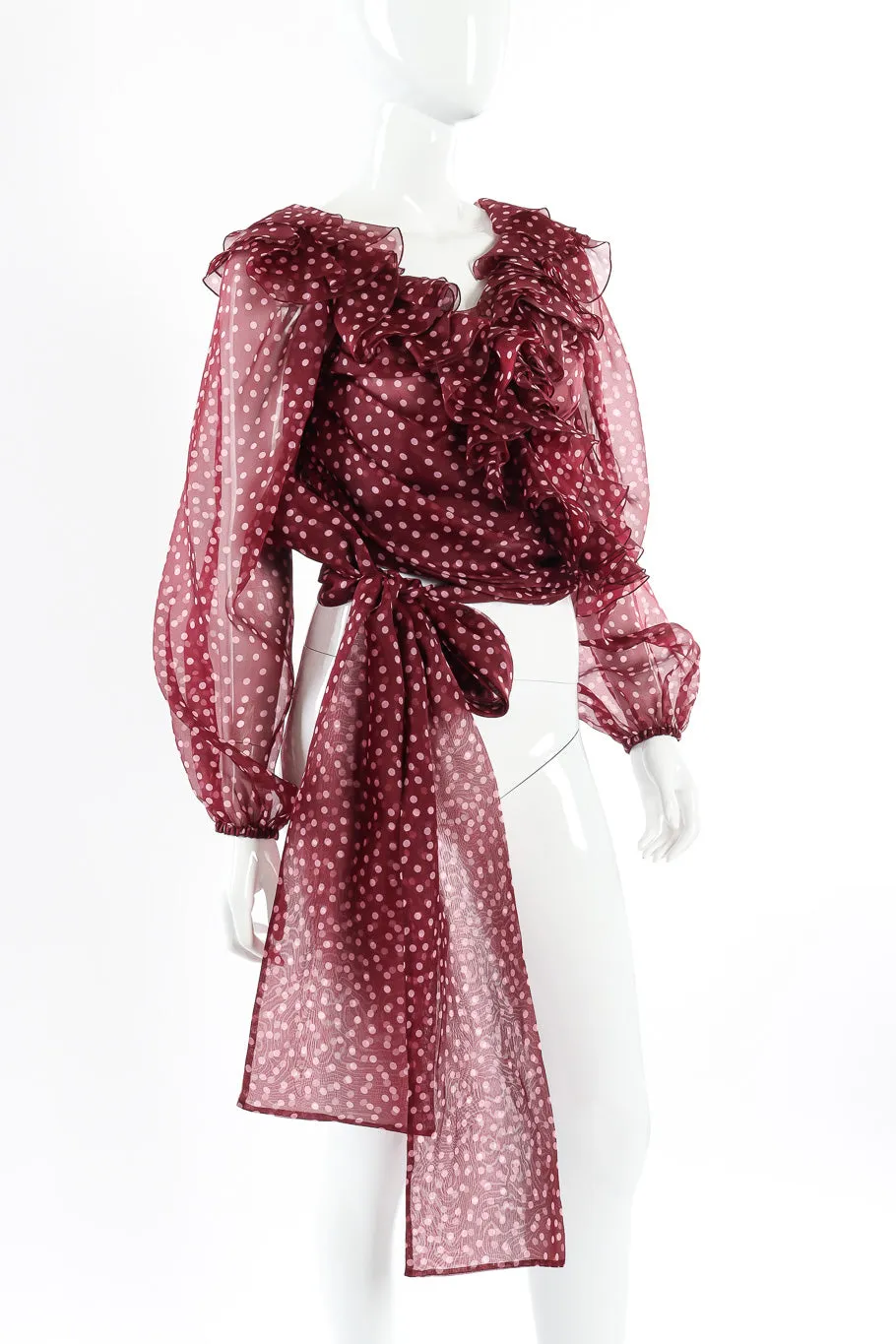 Organza Ruffle Wrap Blouse