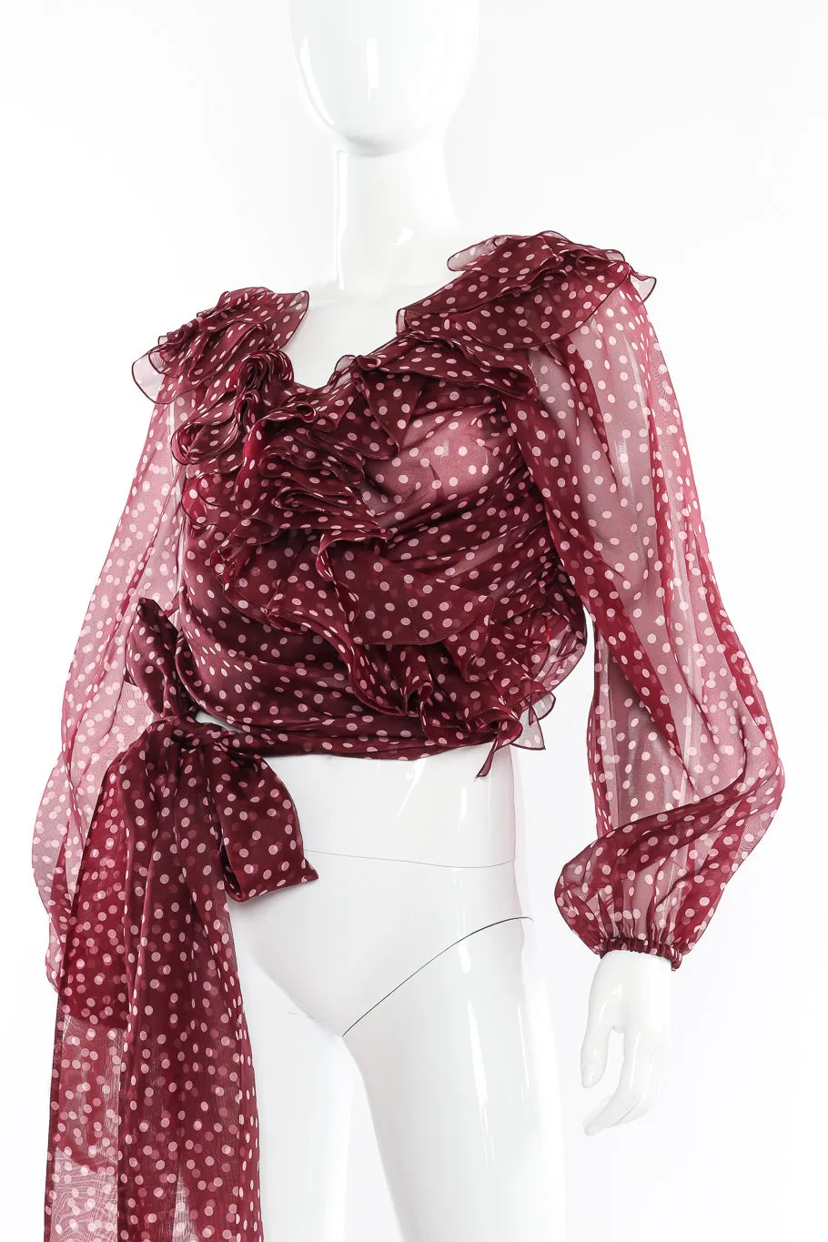 Organza Ruffle Wrap Blouse