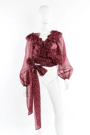 Organza Ruffle Wrap Blouse