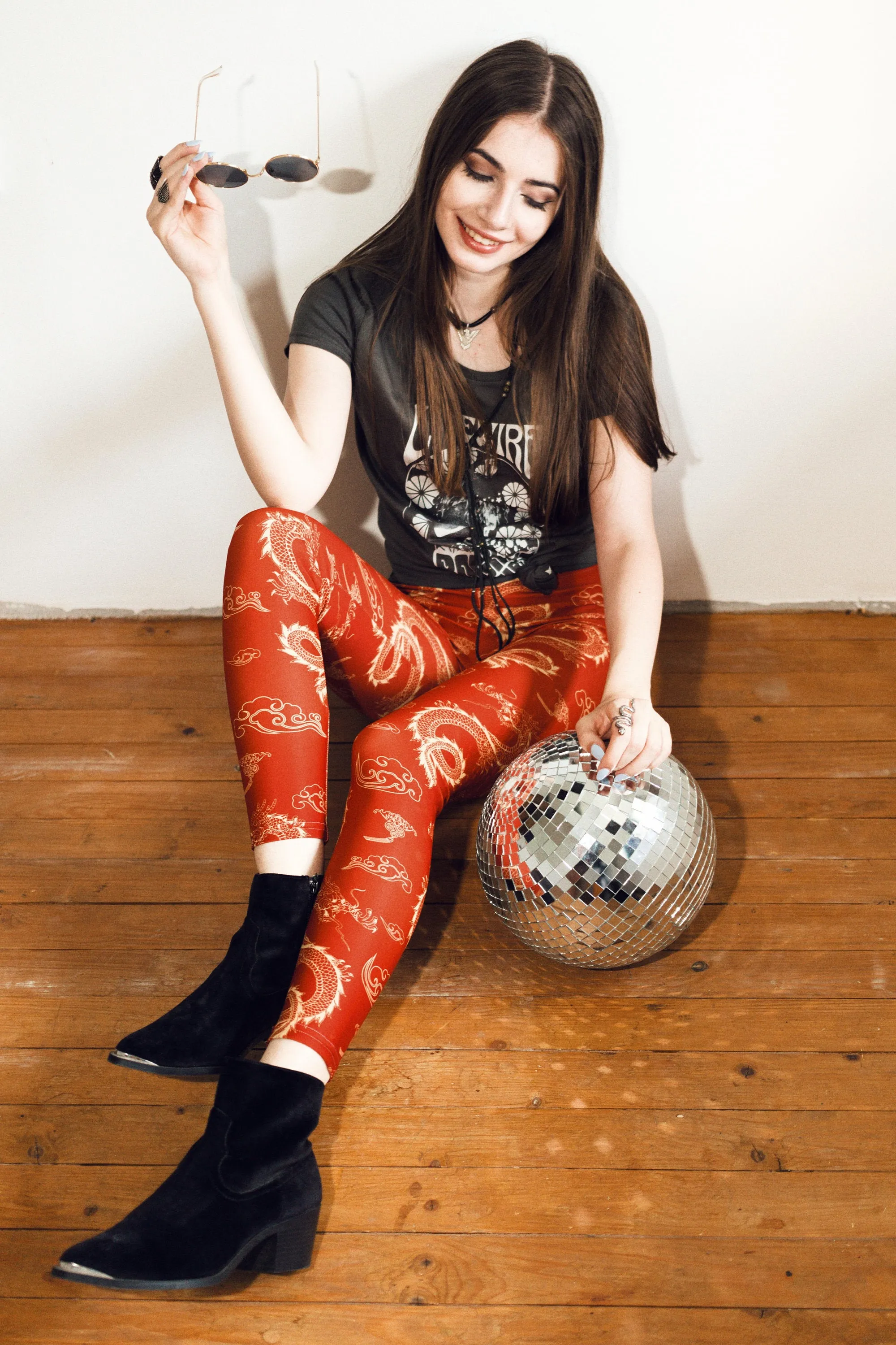 Orient Leggings - Fire Brick Red
