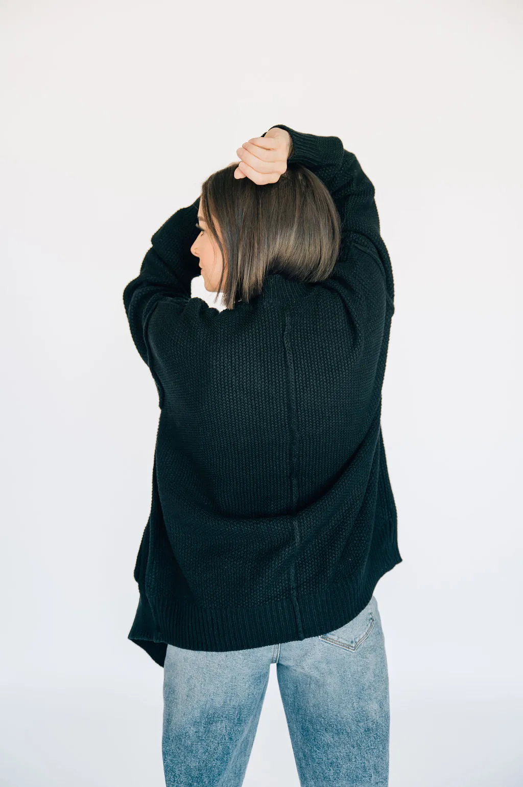 Oversized Knit Cardigan - Black