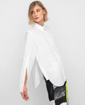 Ozai White Cotton Poplin Blouse