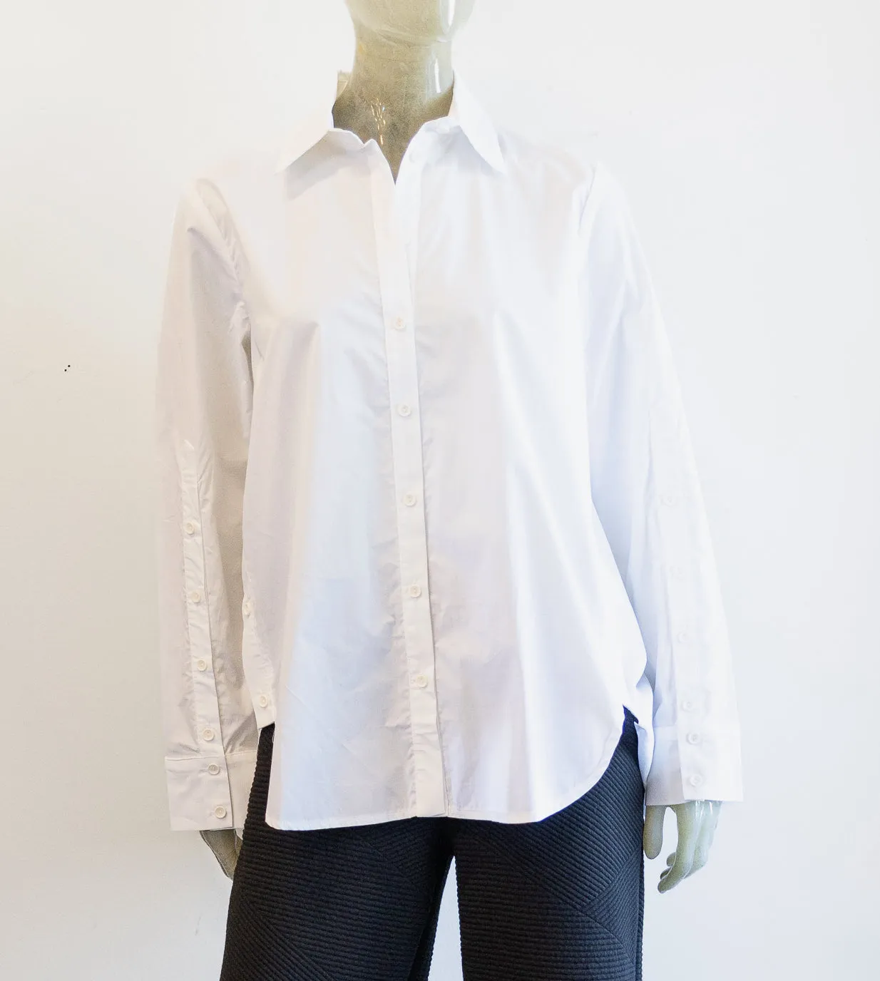 Ozai White Cotton Poplin Blouse
