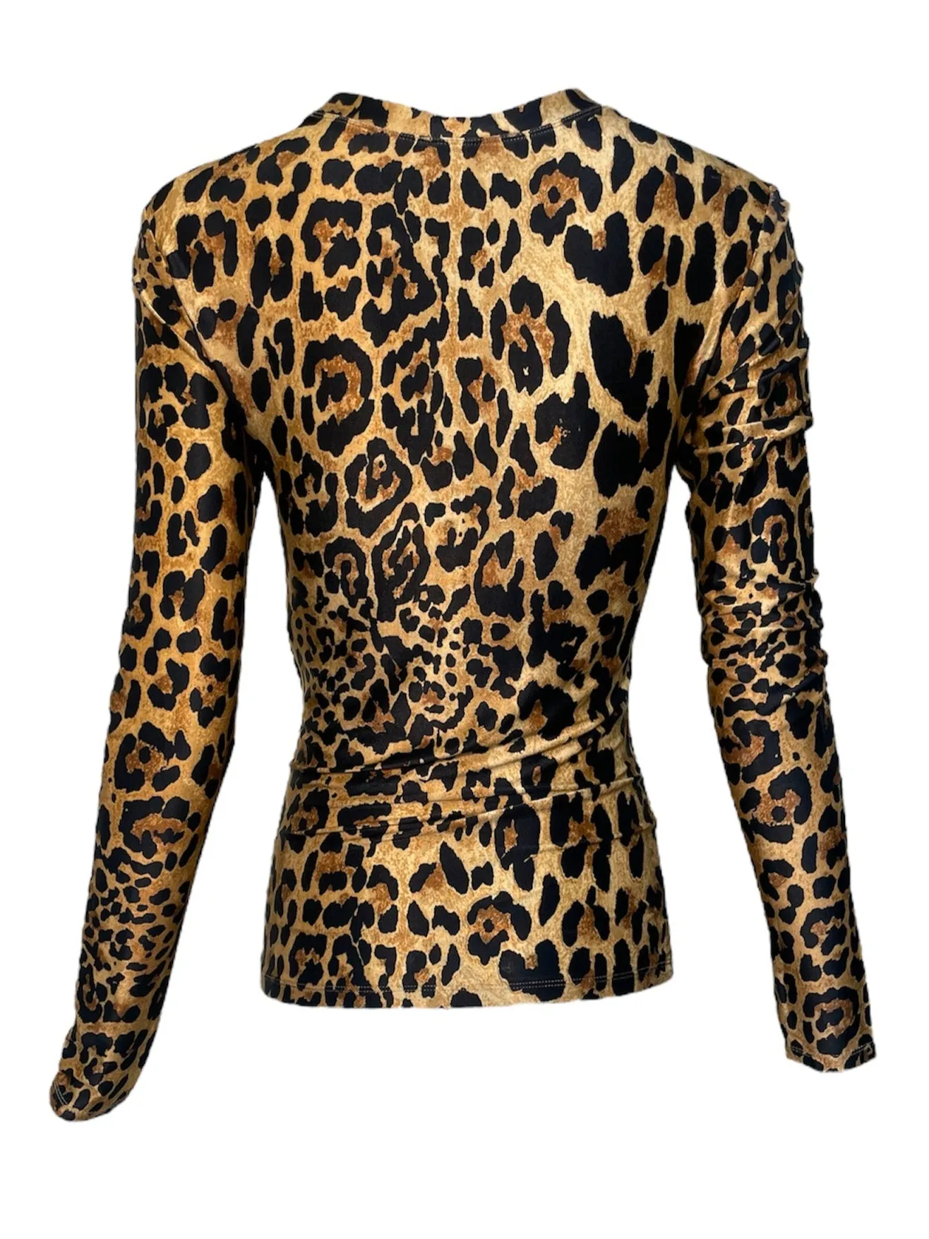 Paco Rabanne Leopard Button-Up Ruched Blouse