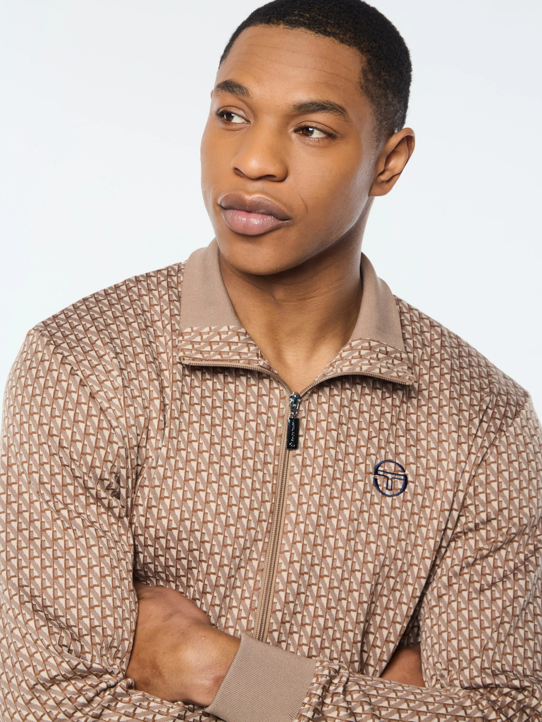 Paolo Knit Track Jacket- Taupe Grey