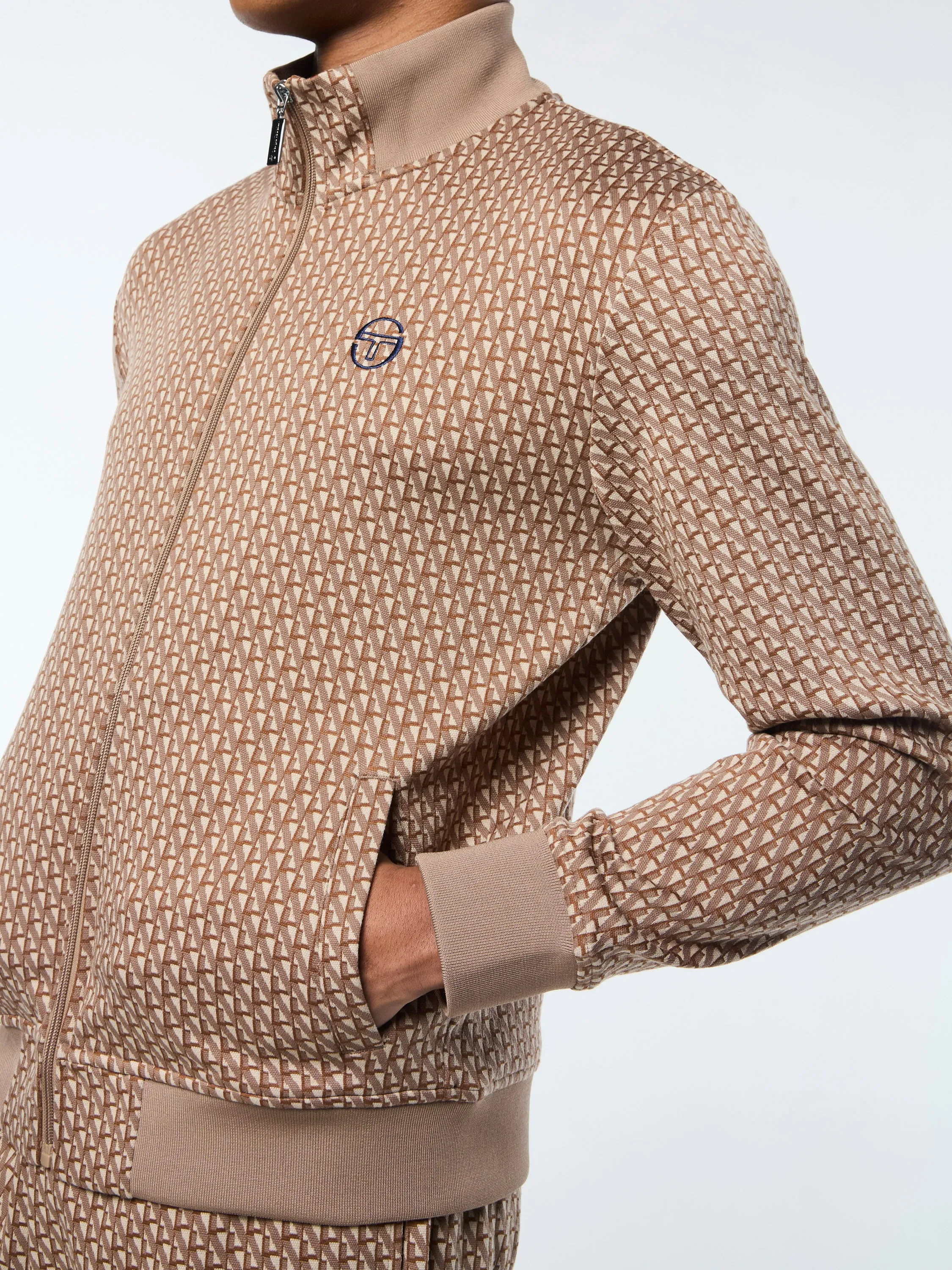 Paolo Knit Track Jacket- Taupe Grey