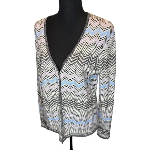 Pendleton Silk Blend Chevron Women’s Multicolor Single Button Cardigan Size L