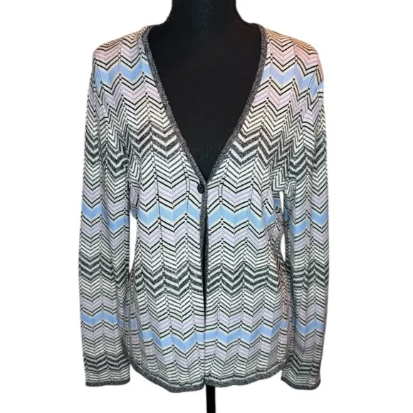 Pendleton Silk Blend Chevron Women’s Multicolor Single Button Cardigan Size L