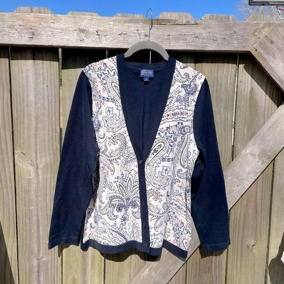 Pendleton Silk Blend Paisley Floral Printed Button Up Cardigan Sweater NWOT