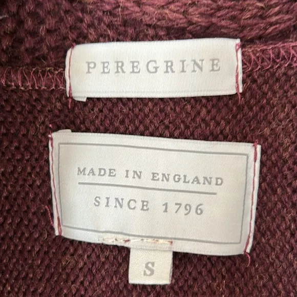 Peregrine Made in England Brown Wool Knit Waterfall Front Open Cardigan Sz Small