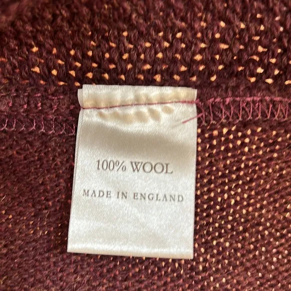 Peregrine Made in England Brown Wool Knit Waterfall Front Open Cardigan Sz Small
