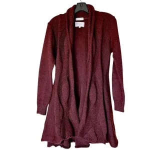 Peregrine Made in England Brown Wool Knit Waterfall Front Open Cardigan Sz Small
