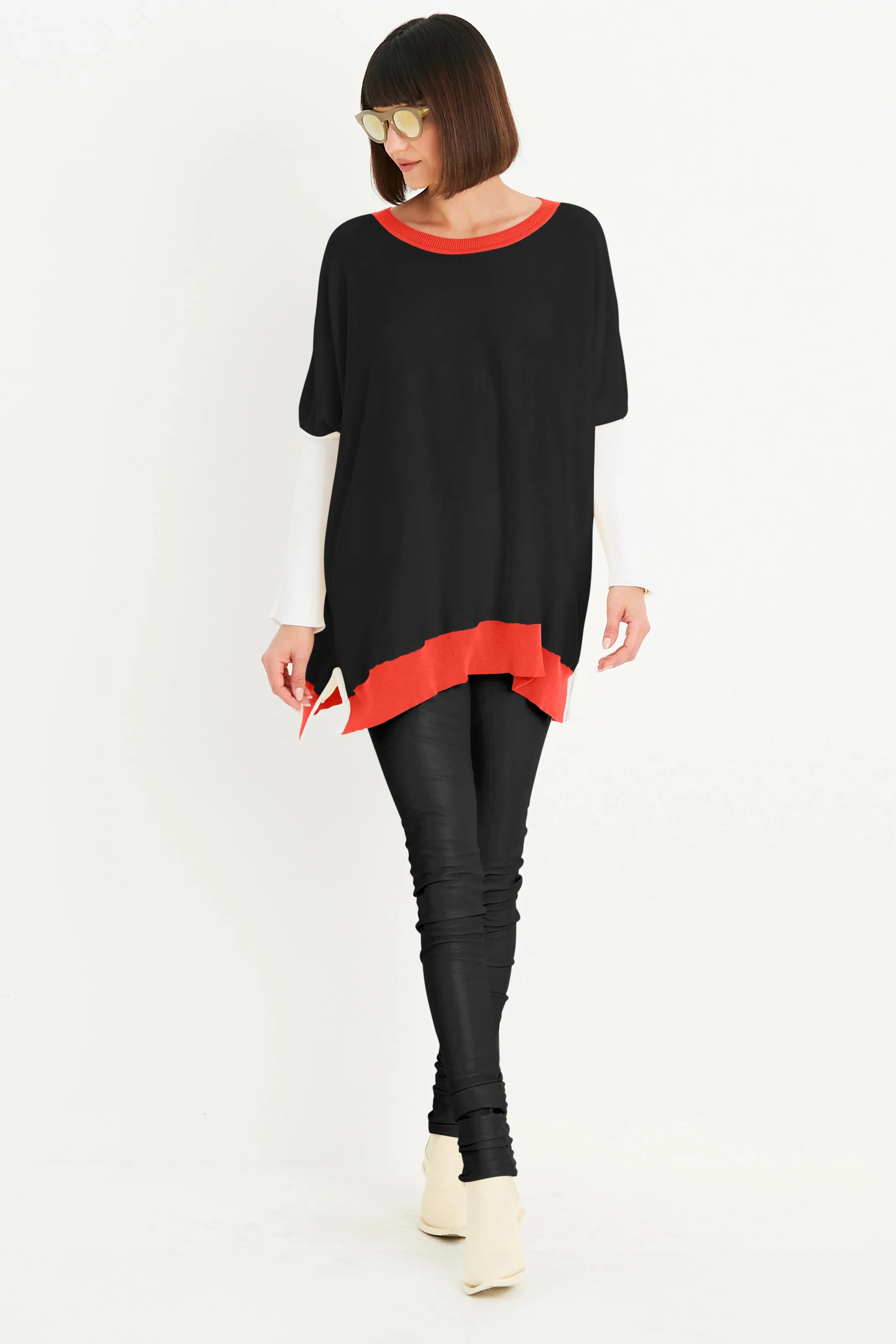 Pima Cotton Color Block Crewneck Sweater