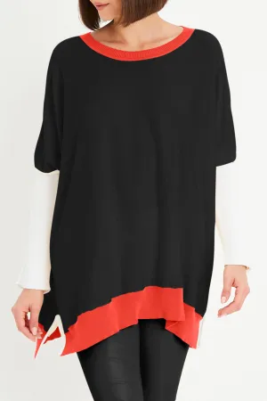 Pima Cotton Color Block Crewneck Sweater