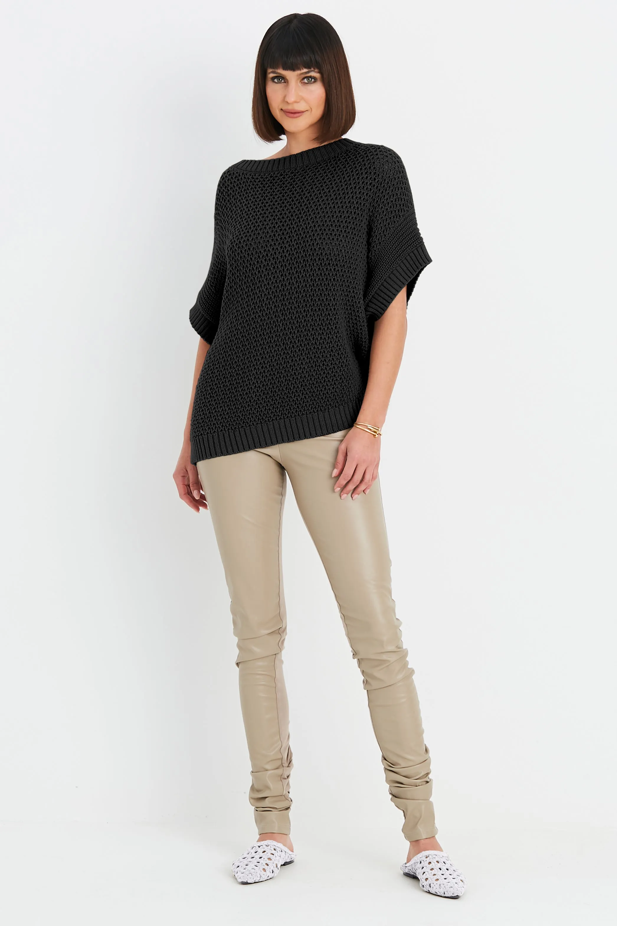 Pima Cotton Crochet Pullover Sweater