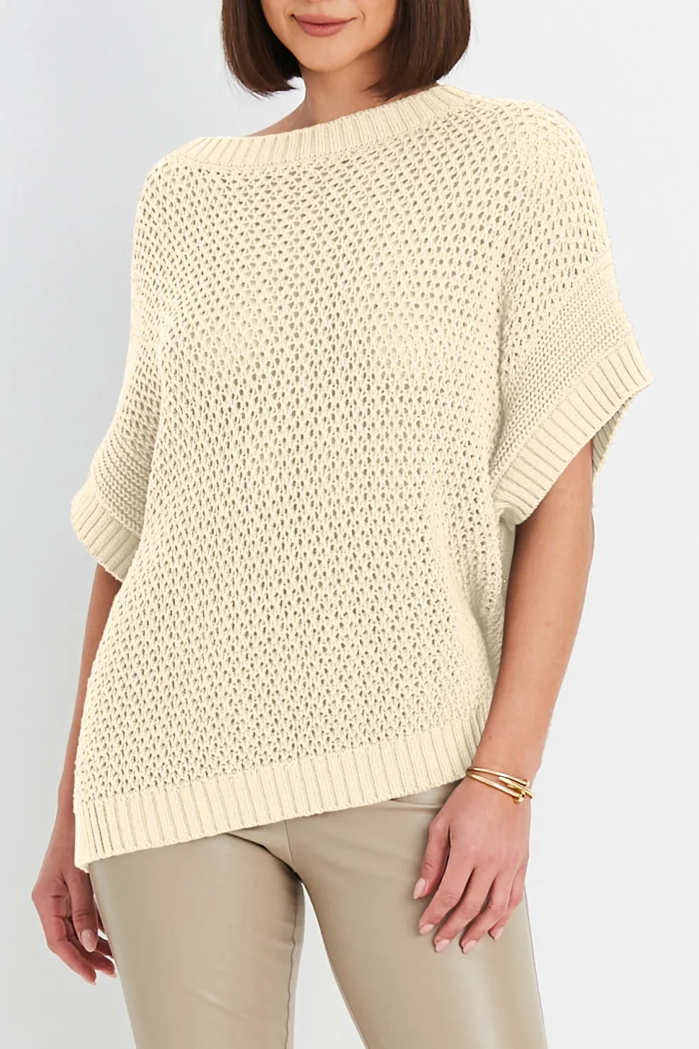 Pima Cotton Crochet Pullover Sweater