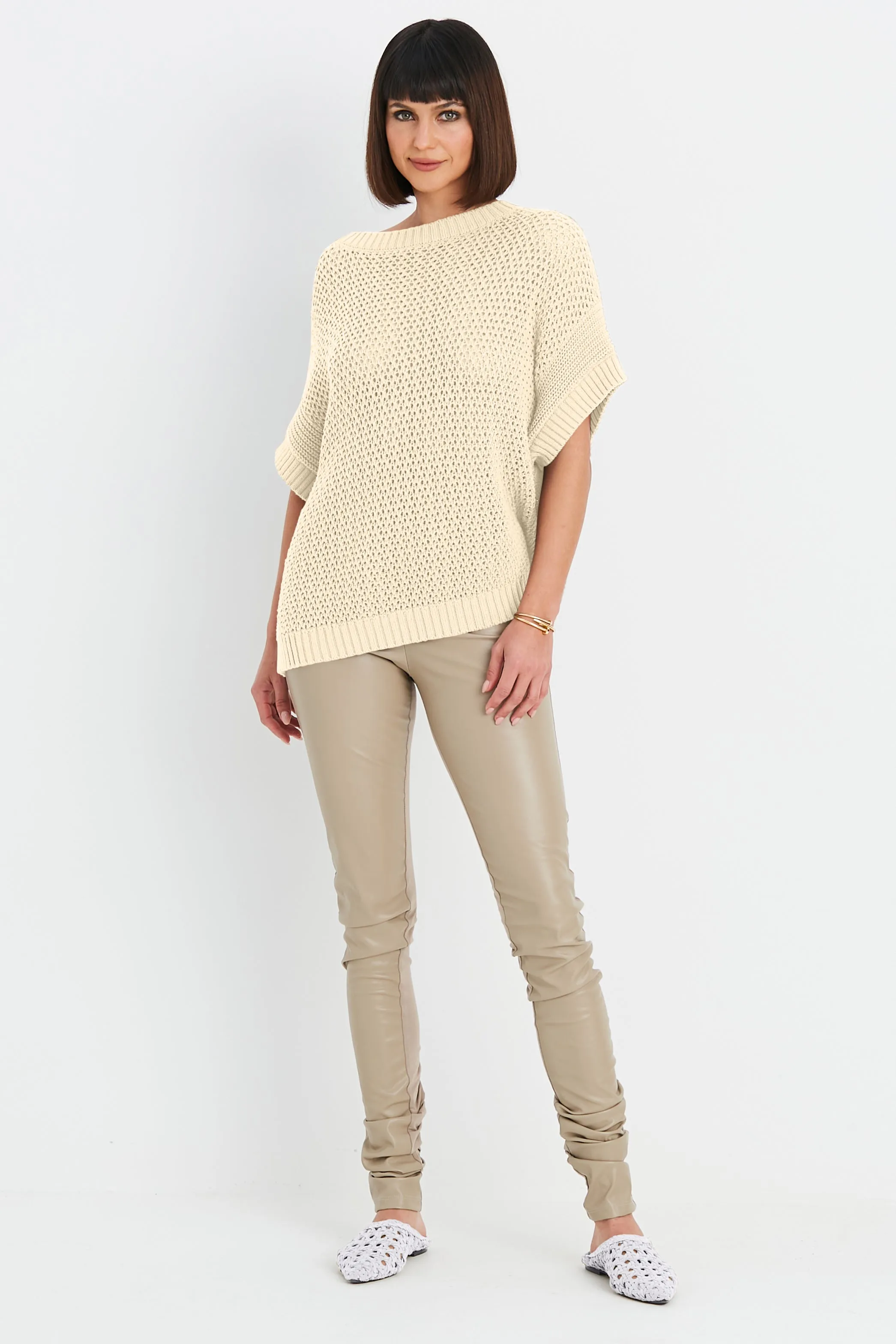 Pima Cotton Crochet Pullover Sweater