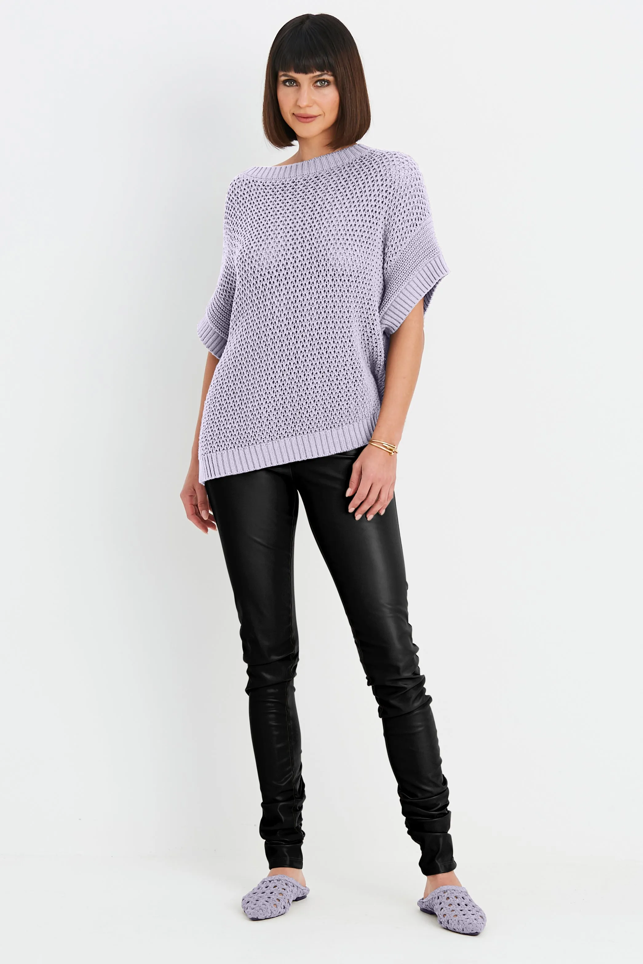 Pima Cotton Crochet Pullover Sweater