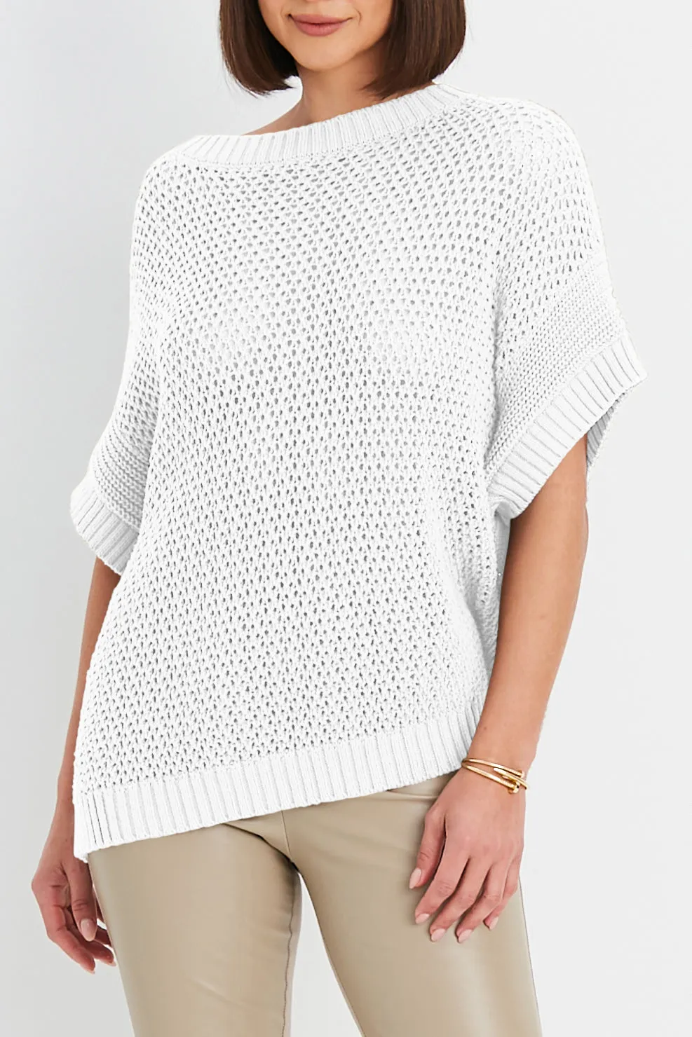 Pima Cotton Crochet Pullover Sweater