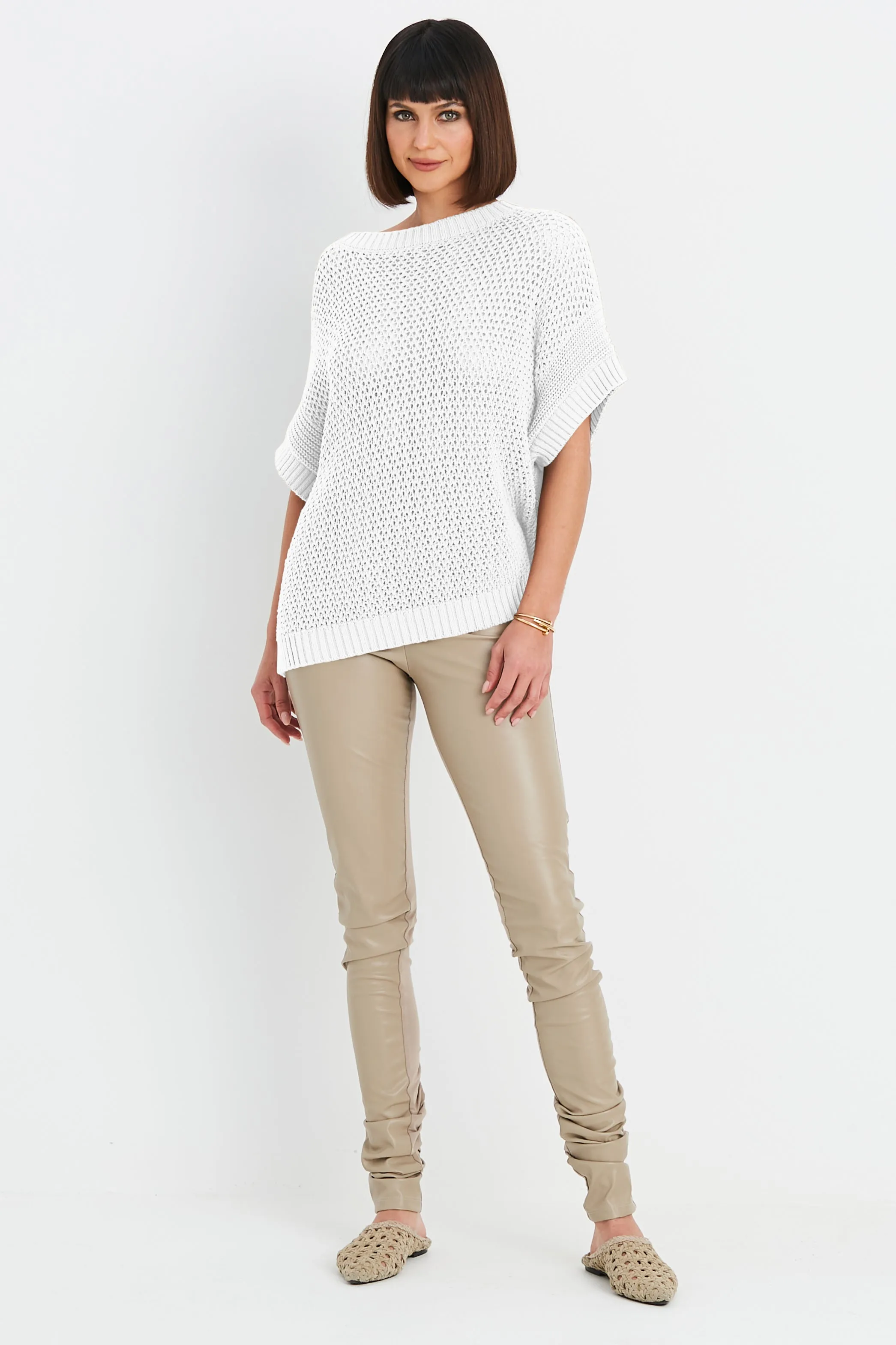 Pima Cotton Crochet Pullover Sweater