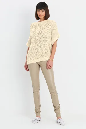 Pima Cotton Crochet Pullover Sweater
