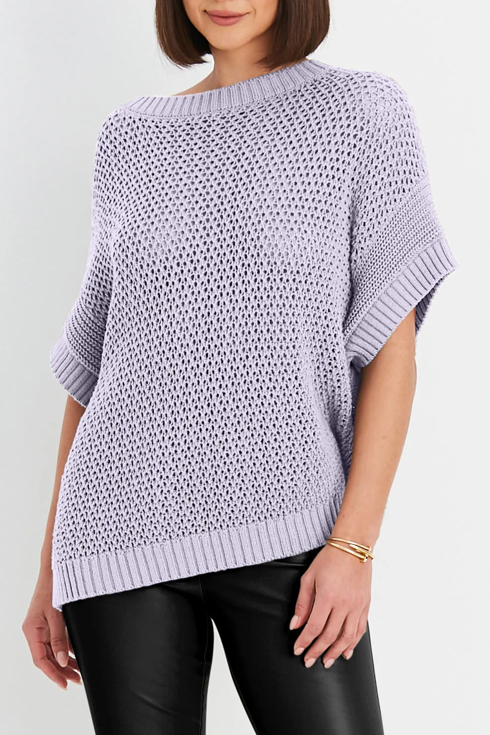 Pima Cotton Crochet Pullover Sweater