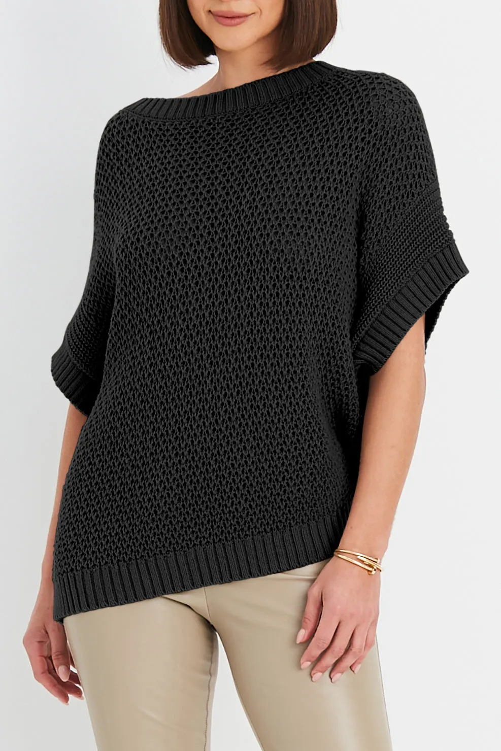 Pima Cotton Crochet Pullover Sweater