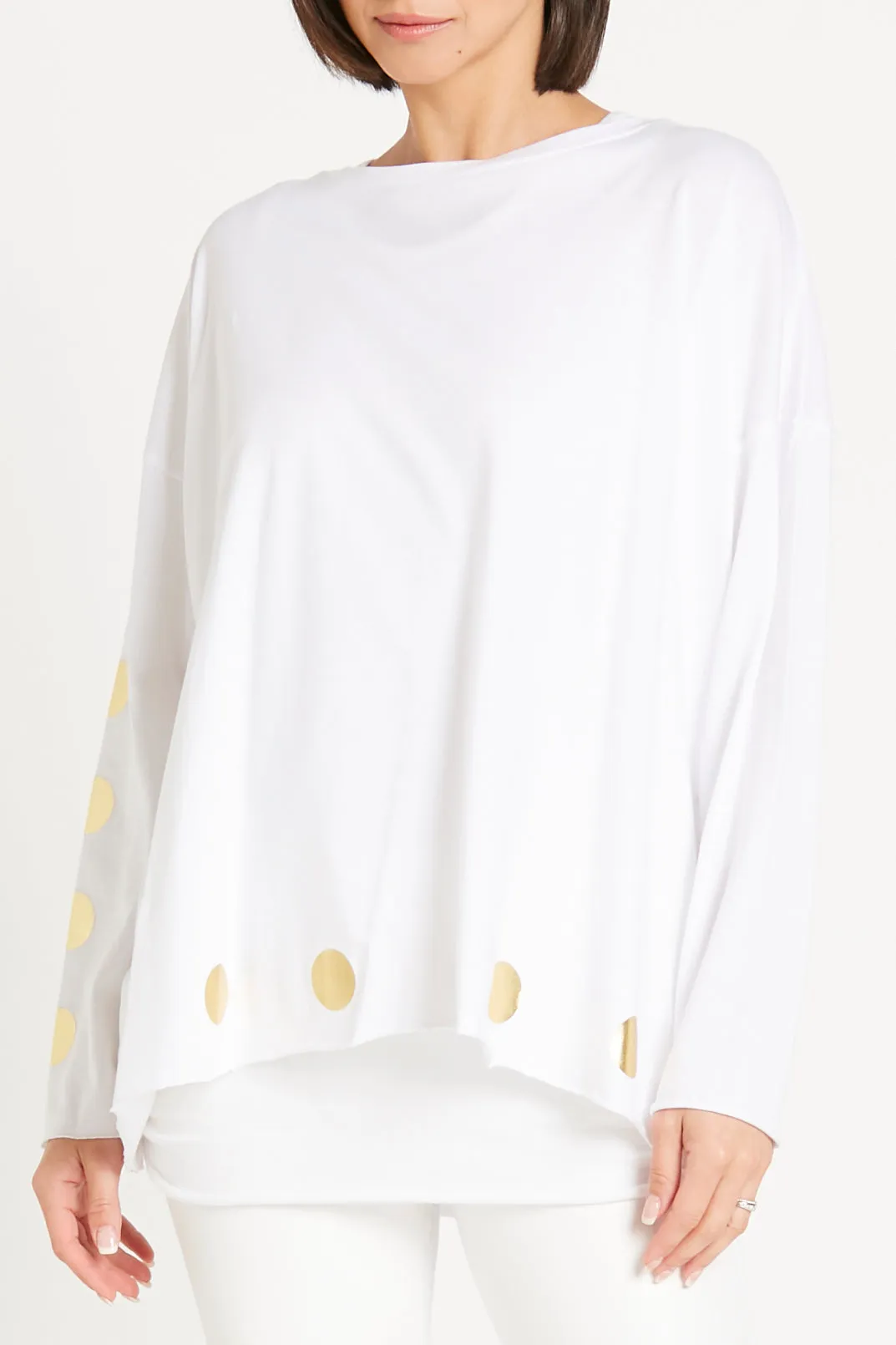 Pima Cotton Metallic Polka Dot Luxury Boxy T