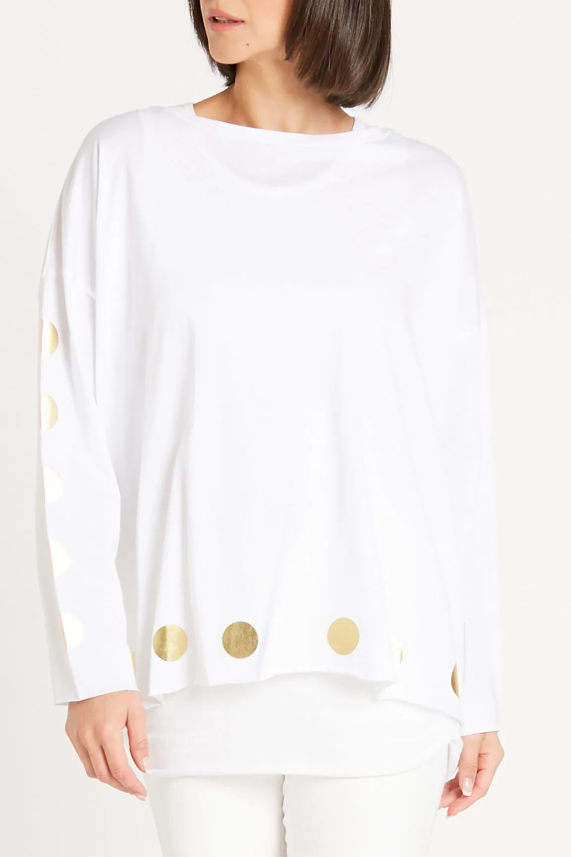 Pima Cotton Metallic Polka Dot Luxury Boxy T