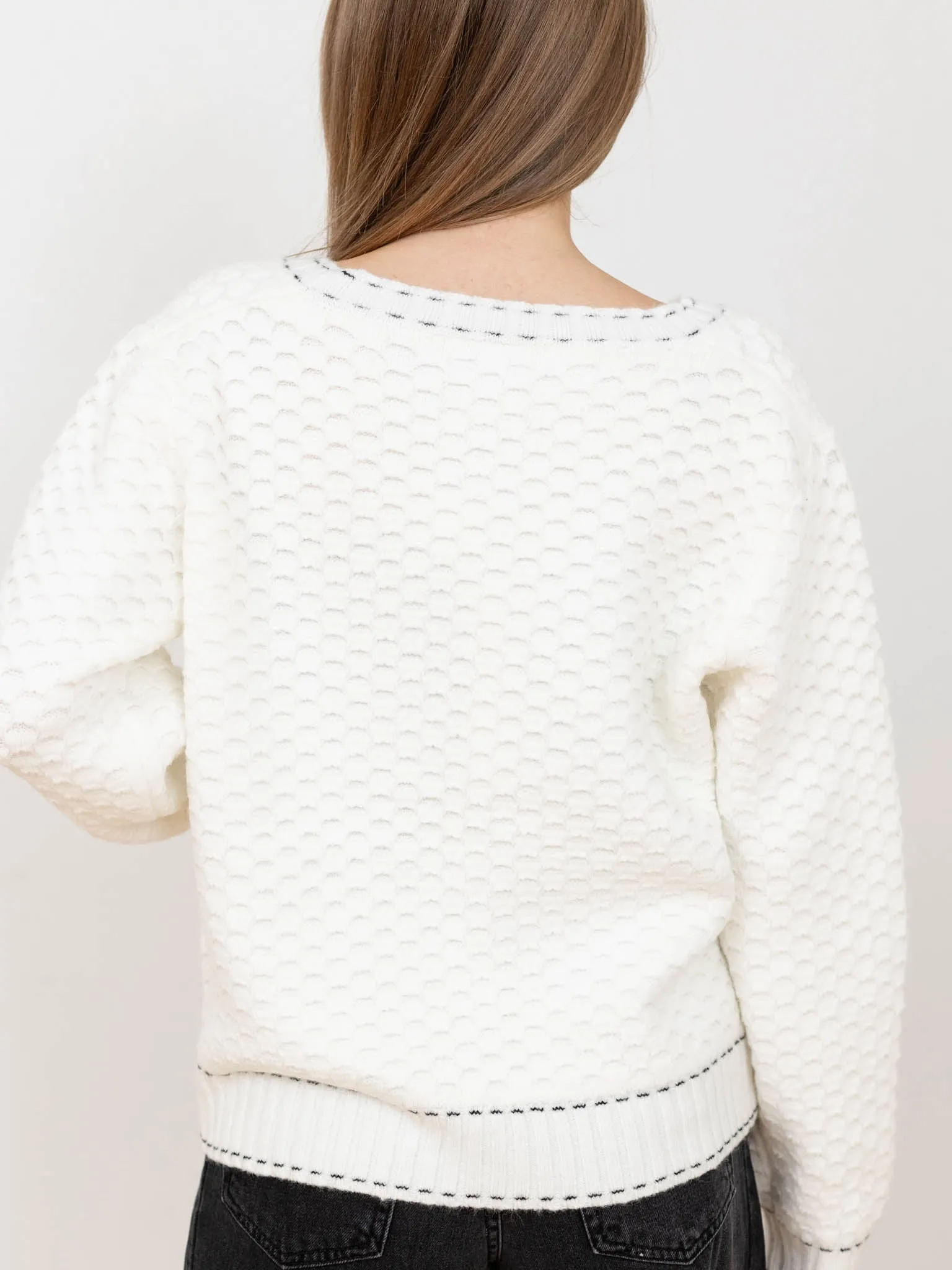PINCH Contrast Stitch Sweater Cardigan